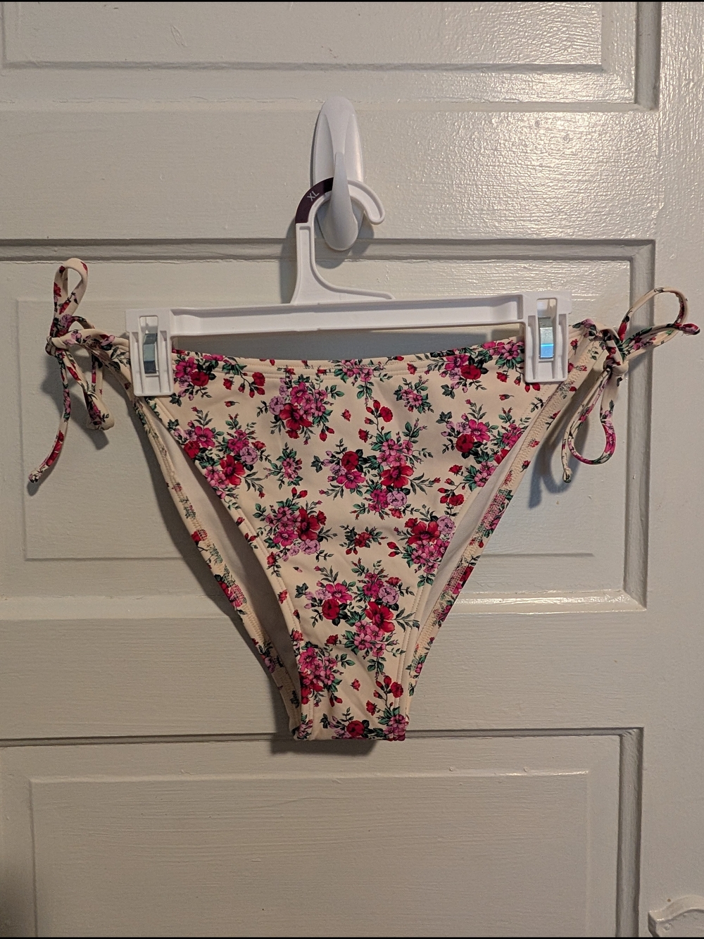 NWT Coquette Cream Bikini Swim Bottoms with Pink Floral Print wild fable